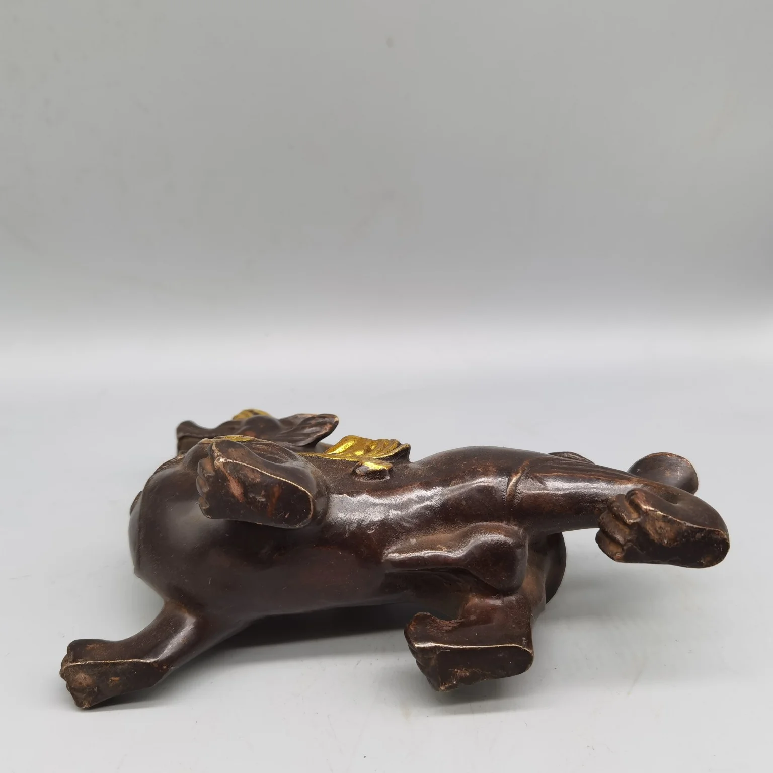 Bestellen Asiatische Antike Kunst Sammlung Handwerk, Chinesische Alt Reinem Kupfer Pi Xiu Skulptur, Hause Dekoration 1 Paar Metall Tapferen Truppen Statue