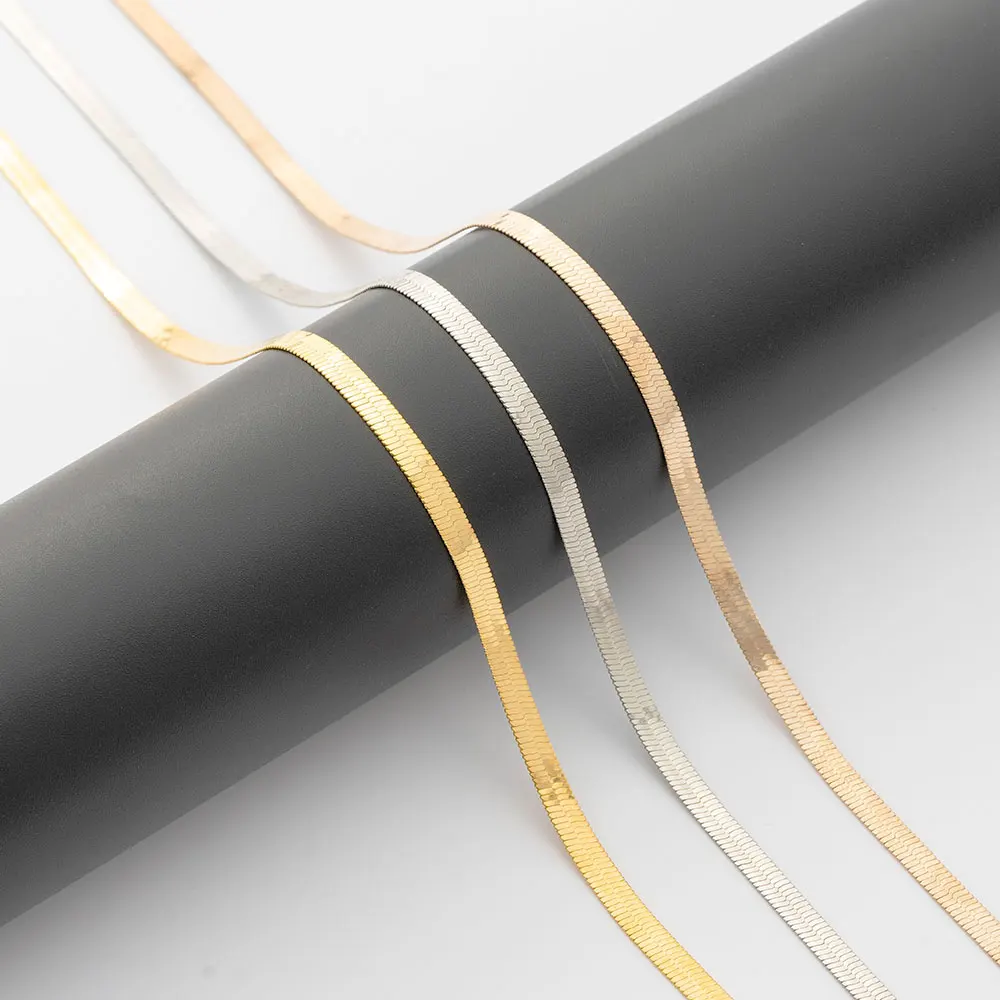

New Flat Copper Snakebone Chain Necklace Jewelry DIY With Your Desired Pendant Plating Surface