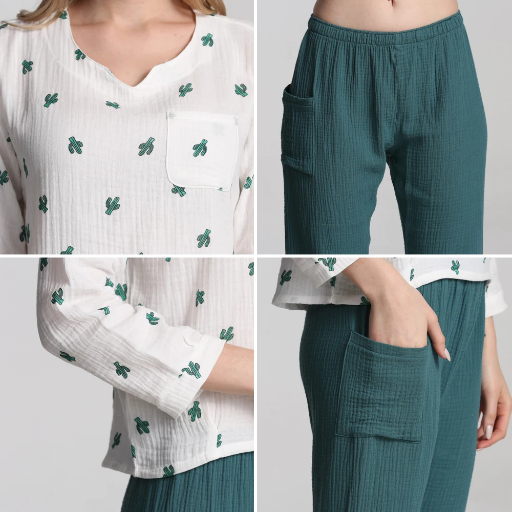 Женская Пижама хлопок женские пижамы хлопковые пижама с длинными рукавами новый