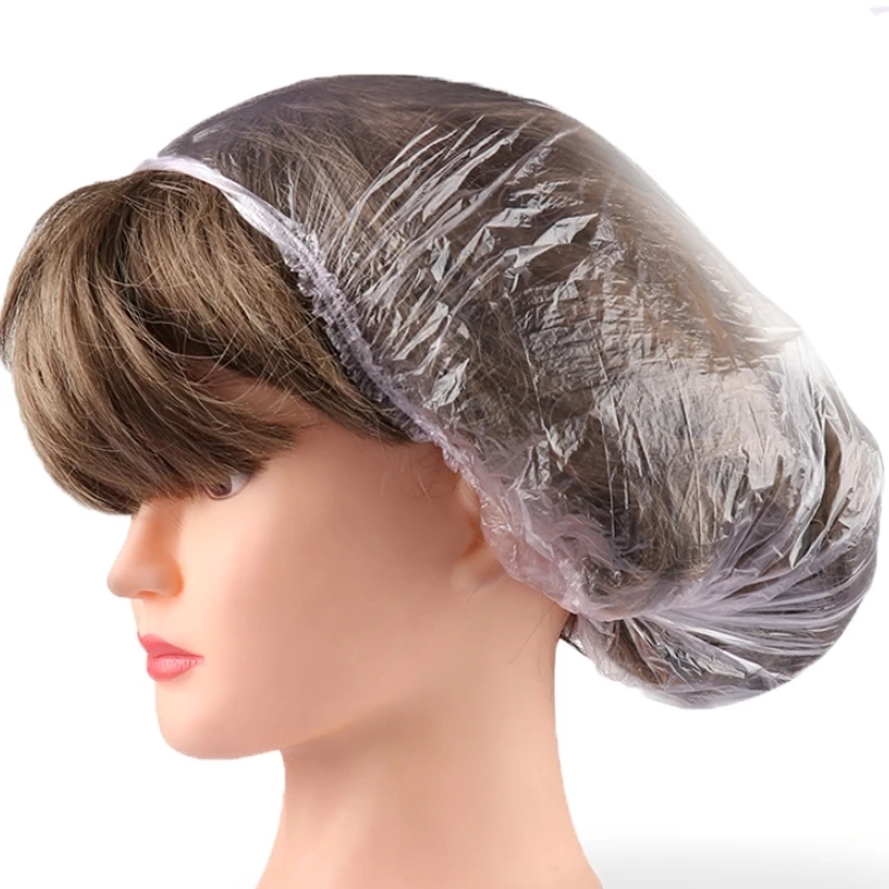 

Одноразовая водонепроницаемая шапочка для душа, 100 шт., прозрачная шапочка для волос в салоне красоты