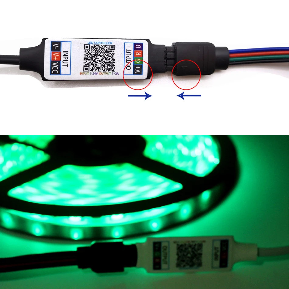 

Bluetooth App Smart Controller LED RGB Controller, 24key IR USB remote DC5-12V for SMD 2835 5050 RGB LED Strip Lights