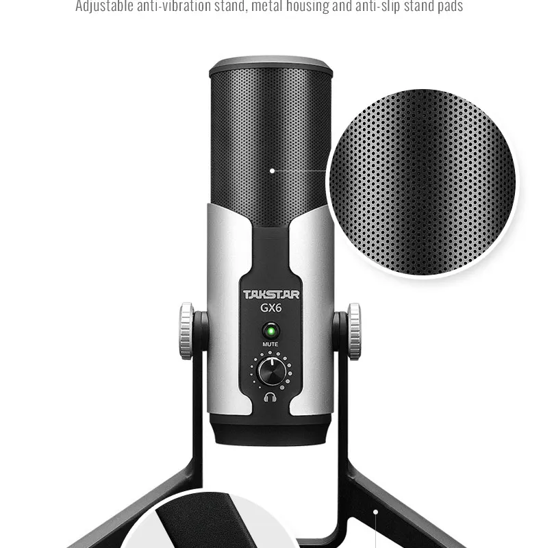 Takstar GX6 USB конденсаторный микрофон с тремя конденсаторными капсулами четыре регулируемых режима записи Встроенный усилитель для наушников