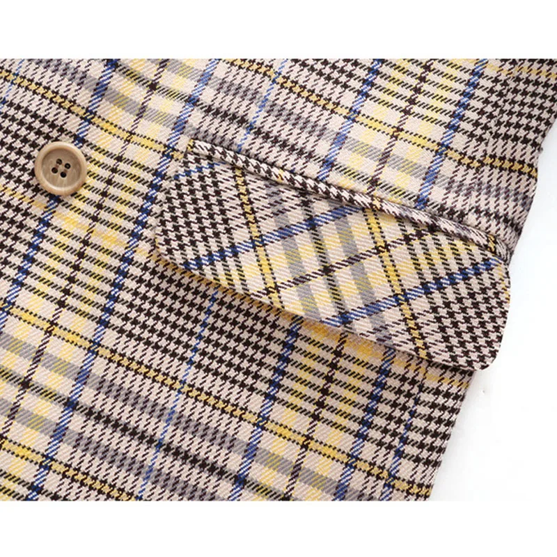 Модный двубортный костюм для мужчин 2020 клетчатая одежда в Корейском стиле