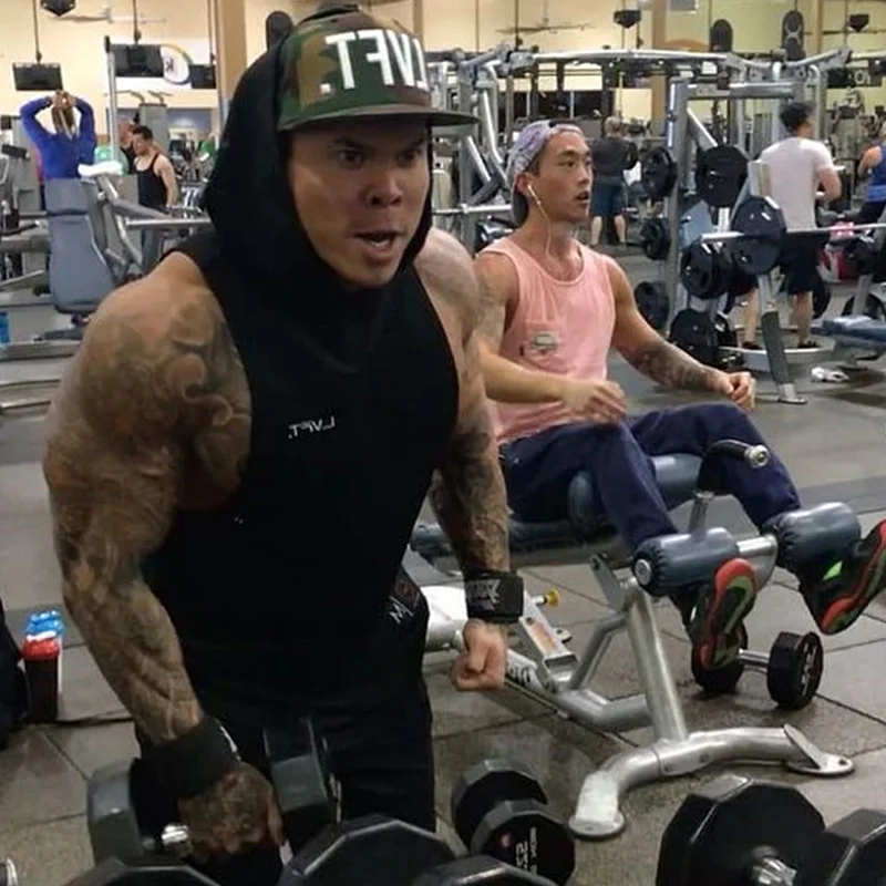 Мужская спортивная одежда без рукавов с капюшоном жилет для фитнеса бега