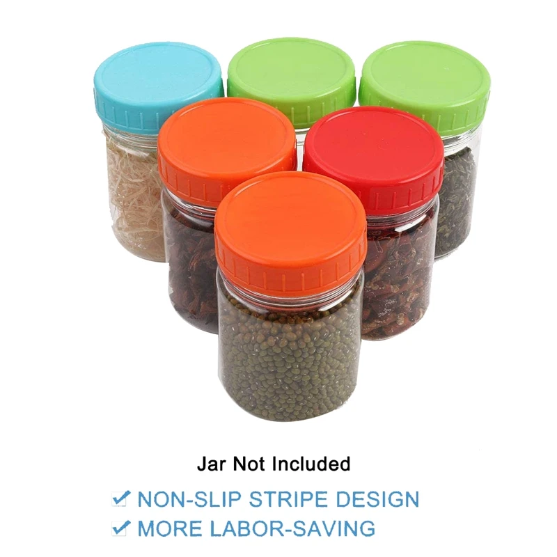 

24 Pack Assorted Color Plastic Regular Mouth Mason Jar Lids Anti-Slip Food Storage Caps for Mason Canning Ball Jars