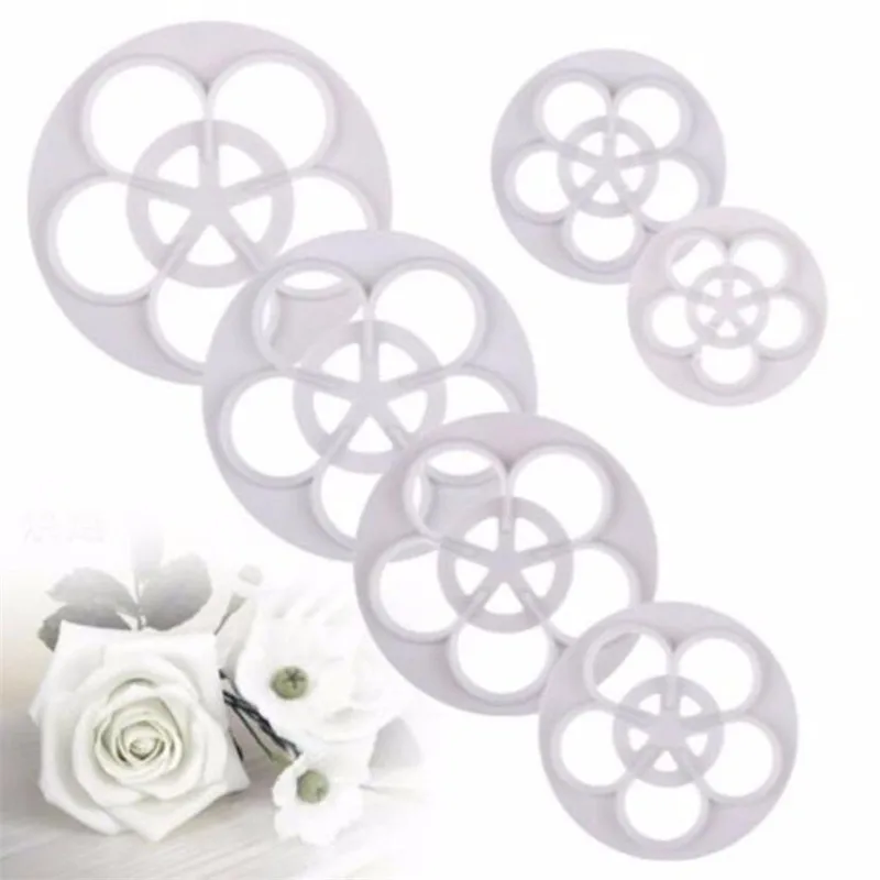 

1set/6Pcs Rose Flower Petal Shape Plungers Cutters Decorating Tools For Cake Sugarcraft Fondant Cookies Confectionery Tools