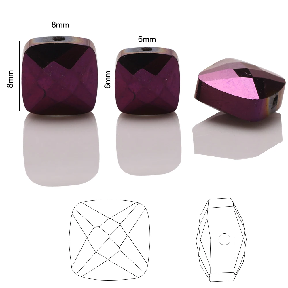 Бусины квадратные граненые из австрийского хрусталя 6/8 мм |