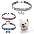 Ошейник-чокер для собак, украшенный кристаллами, в виде косточек