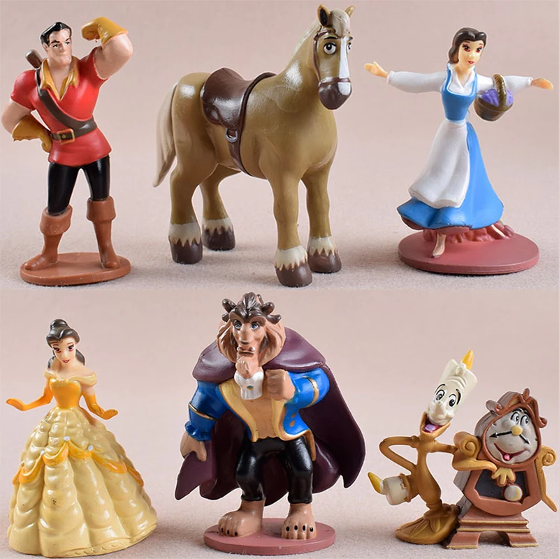 6pcs disney beauty and the beast cinderella princess anime action figures pvc model toy collection decoration gifts for children free global shipping