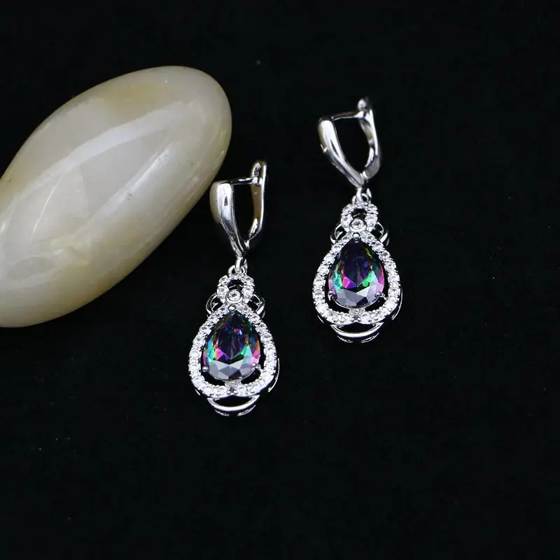 Красочные радужные кубические циркониевые бусы ювелирные наборы для женщин