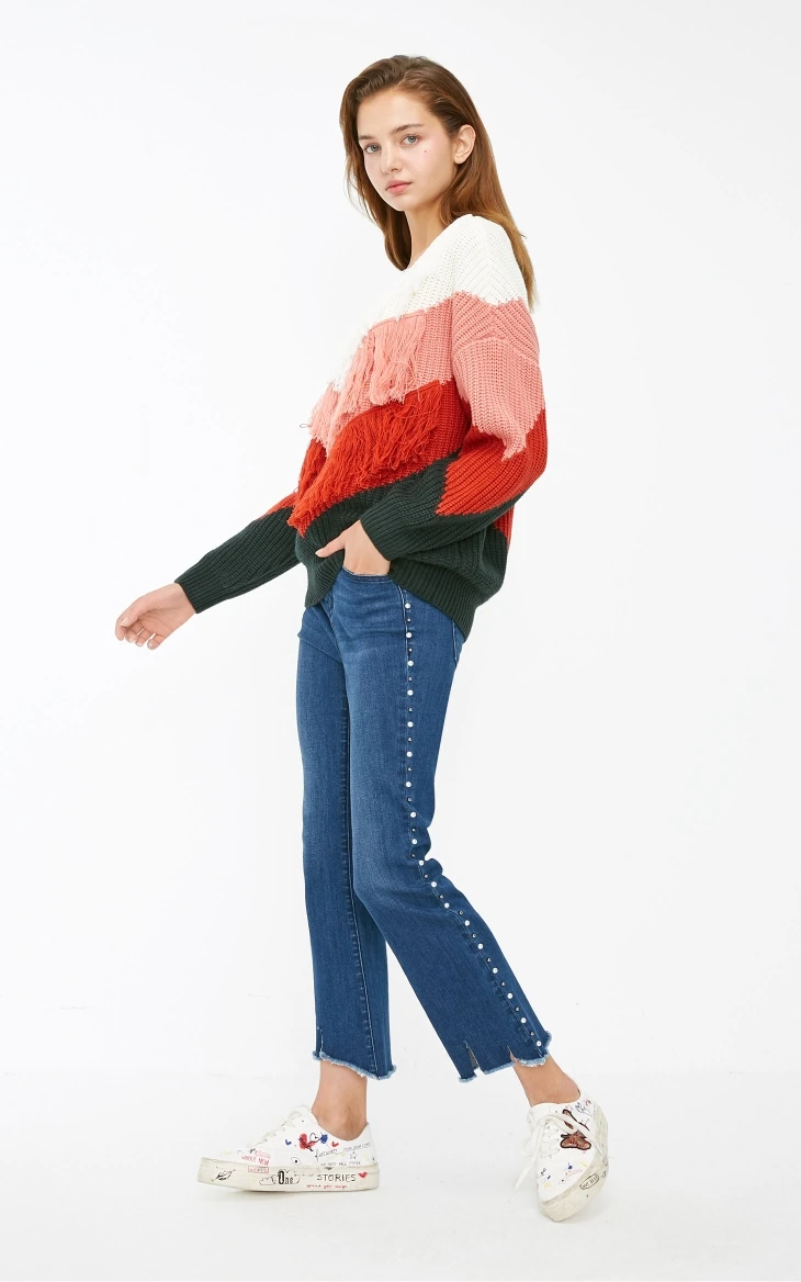 Vero Moda Женский вязаный свитер с v-образным вырезом и кисточками | 318413592