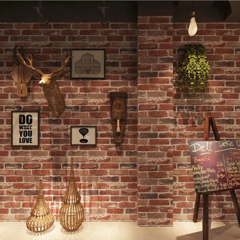 Рулон водонепроницаемых 3d обоев винтажные обои из ПВХ с изображением кирпича для