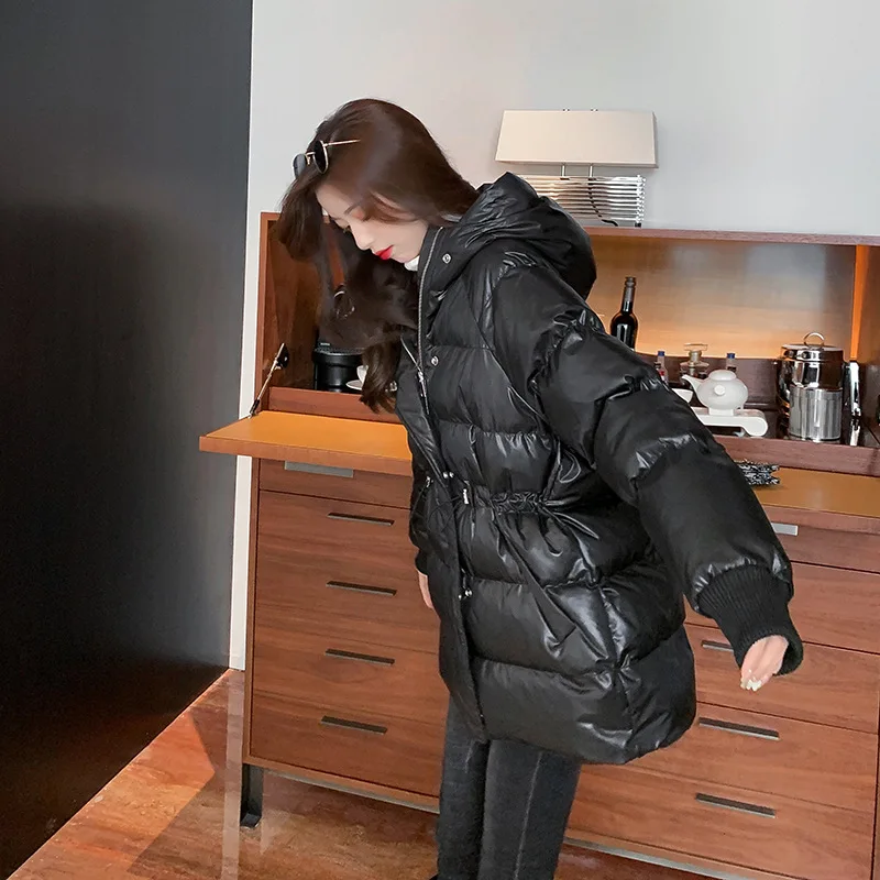 

Temperament slim slimming hooded shiny cotton coat women new winter Korean style loose age-reducing fashion cotton coat tide