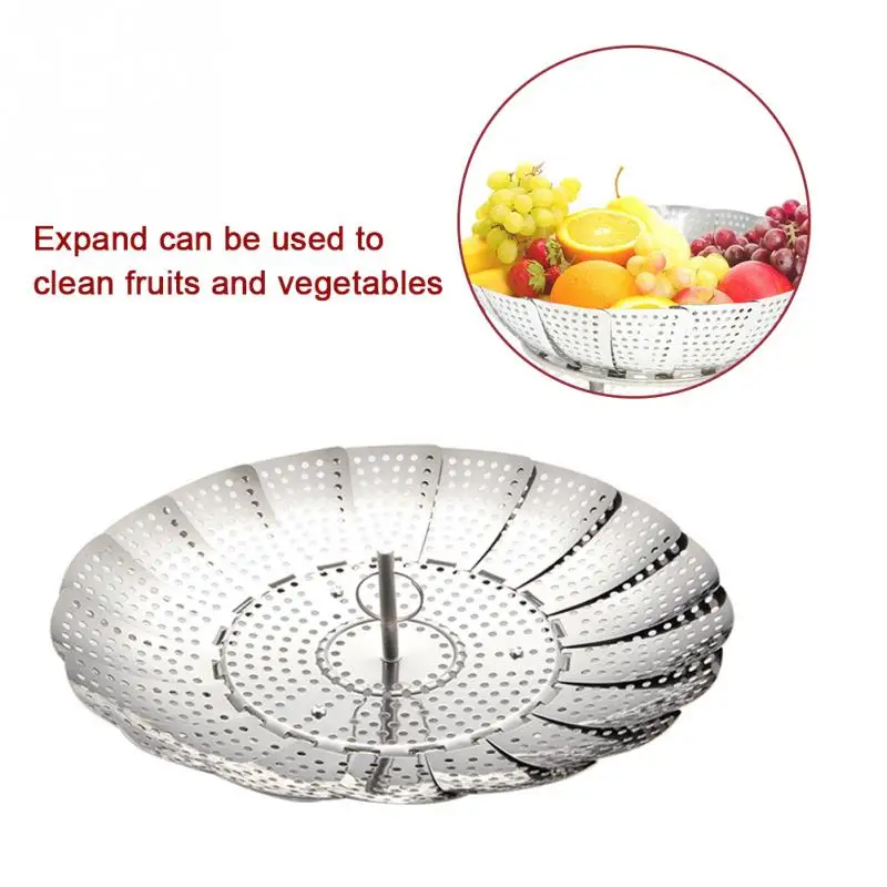 

Kitchen Folding Dish Steam Stainless Steel Food Steamer Basket Mesh Vegetable Cooker Steamer Expandable Pannen Kitchen Tool