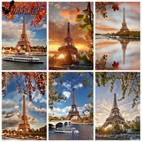 nordic eiffel tower diamond painting 5d diy wall art spring landscape pasting diamond embroidery inlaid home room decoration