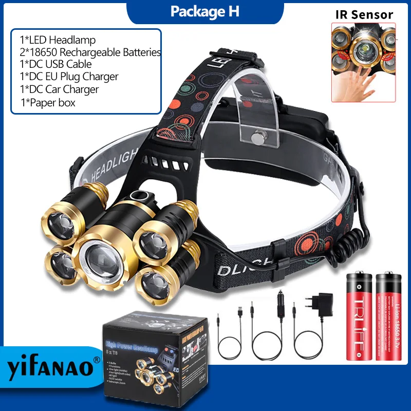 

Налобный фонарь Yifanao 5T6 водонепроницаемый