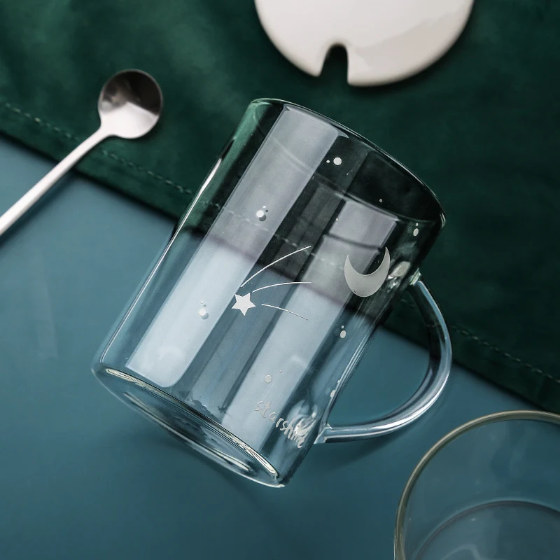 

Luminous Glass Water Cup Very Beautiful Milk Breakfast Cup Household Flower Tea Cups Coffee Cups