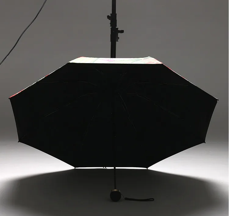 5 Folding Black Coating Sunny and Rainy Umbrella Dual-use Fold Umbrella Nordic Fresh Parasol Automatic Mini Umbrella