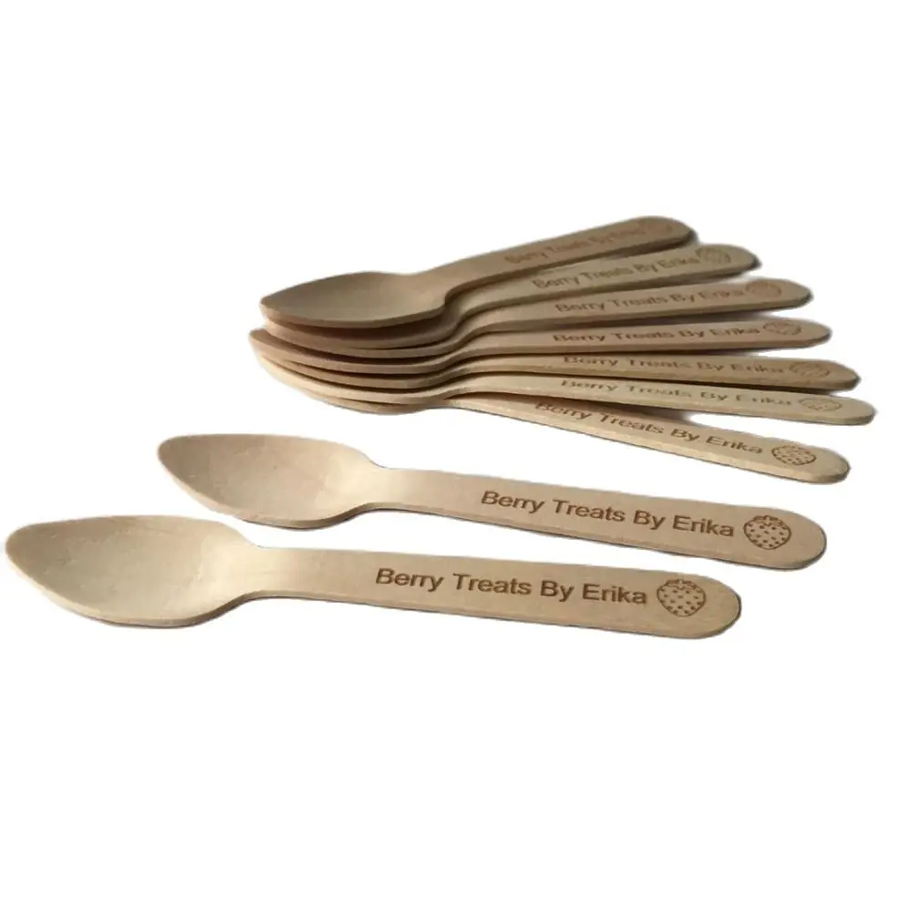 Деревянные Мини ложки для лечения на заказ с монограммой и гравировкой клубники