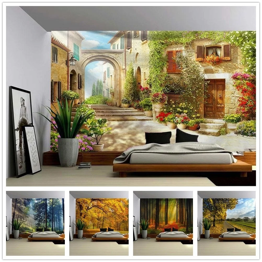 

Настенный Гобелен Ретро замок в лесу декорации Искусственные настенные гобелены для спальни настенный ковер покрывало