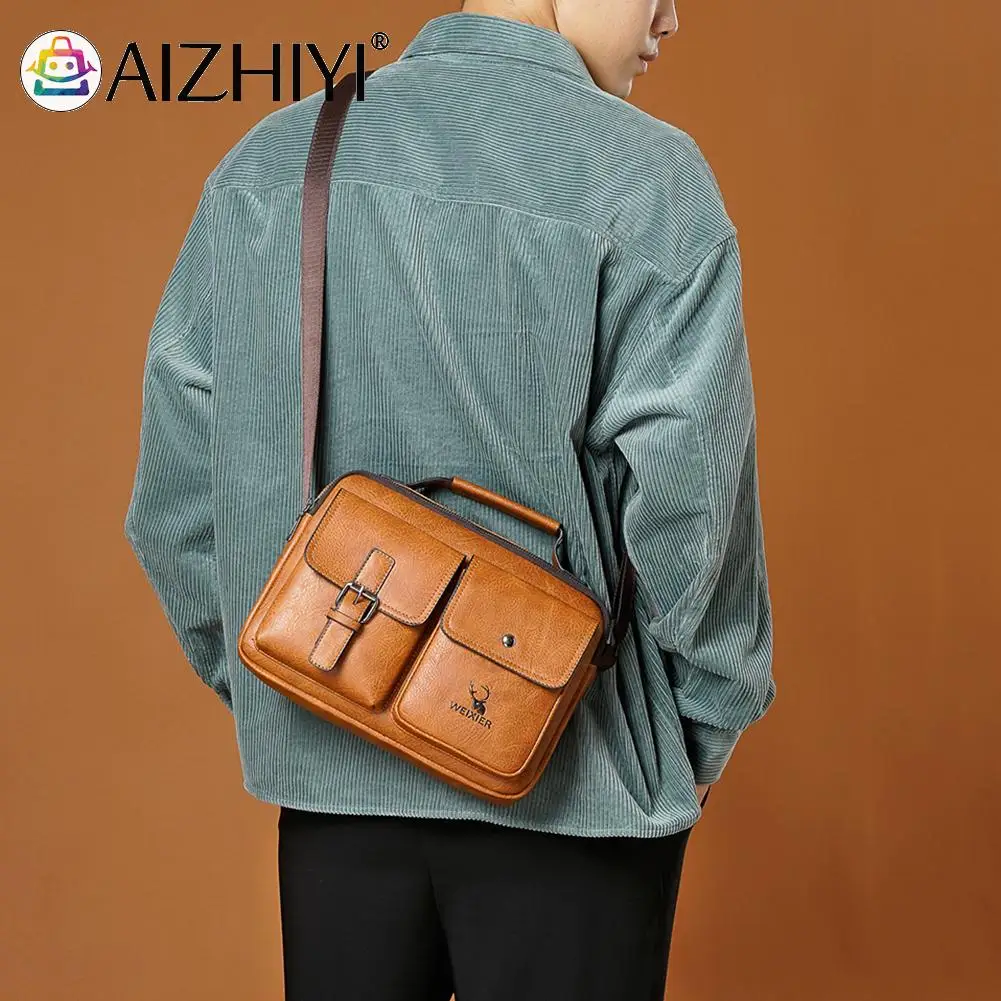 

Brand Genuine Leather Men Business Messenger Bag Man Crossbody Bag Vintage Male Casual Totes Handbag Cowhide Crossbody Bag Purse