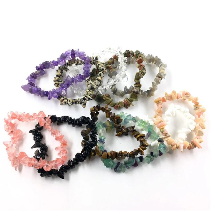 

Fashion Irregular Natural Jaspers Turquoises Chakras Stone Bracelet Beads Chips Jewelry Bracelets Yellow Crystals Clear Crystals