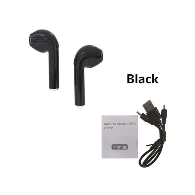 2 black with cable I7s TWS Bluetooth наушники стерео вкладыши беспроводные Bluetooth наушники спортивные свободные наушники-вкладыши с коробкой для телефона xiaomi - Цвет: 2 black with cable