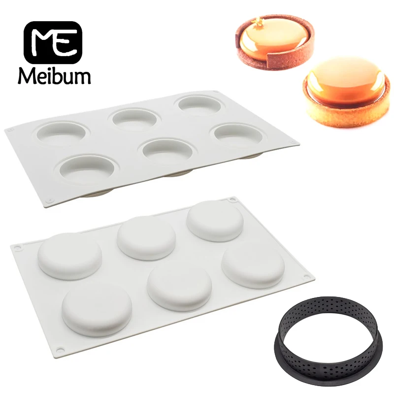 

Meibum 6 Cavity Combination Cake Silicone Mould Tart Ring Mold Pastry Bakeware Mousse Dessert Decorating Tray Baking Tools