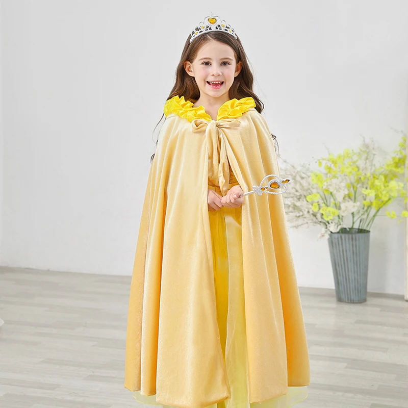 Накидка принцессы для девочек бархатная накидка с капюшоном длиной до пола