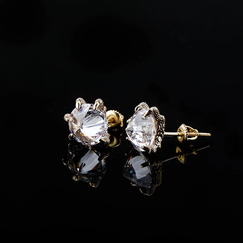 

1 пара в стиле «хип-хоп» коготь Настройка CZ камнем Bling лед из ювелирных изделий в виде ромбов, серьги со шпилькой, для Для женщин мужчин в стил...