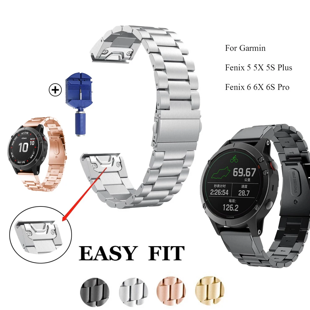 

Hot 26 22 20mm Watchband For Garmin Fenix 5X 5 5S Plus 3 3HR 6 6S 6X Pro Watch Quick Release Stainless Steel Easyfit Wristband