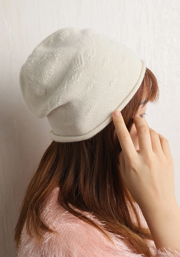 100 вязаная шапка из кашемира для женщин и мужчин унисекс осень зима модная теплая