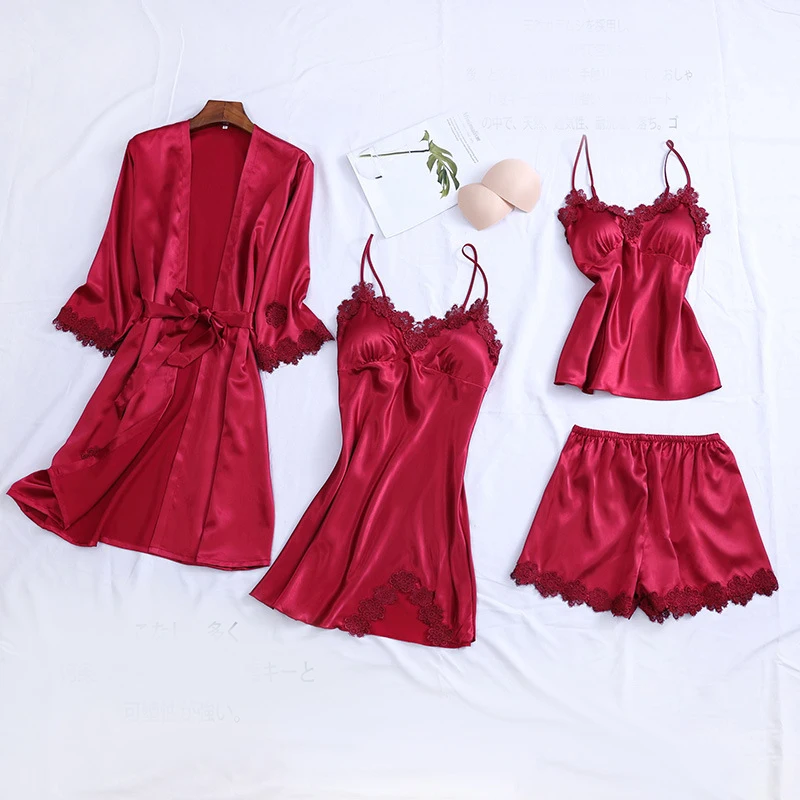 Пижамный комплект пикантная женская пижама на бретельках с V-образным вырезом