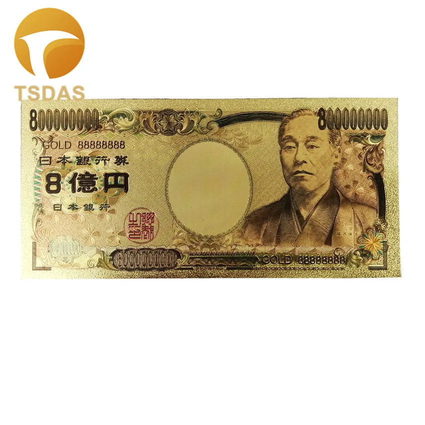Цвет Япония банкнот 800 миллионов 24 каратное Золотое напыление кредитки