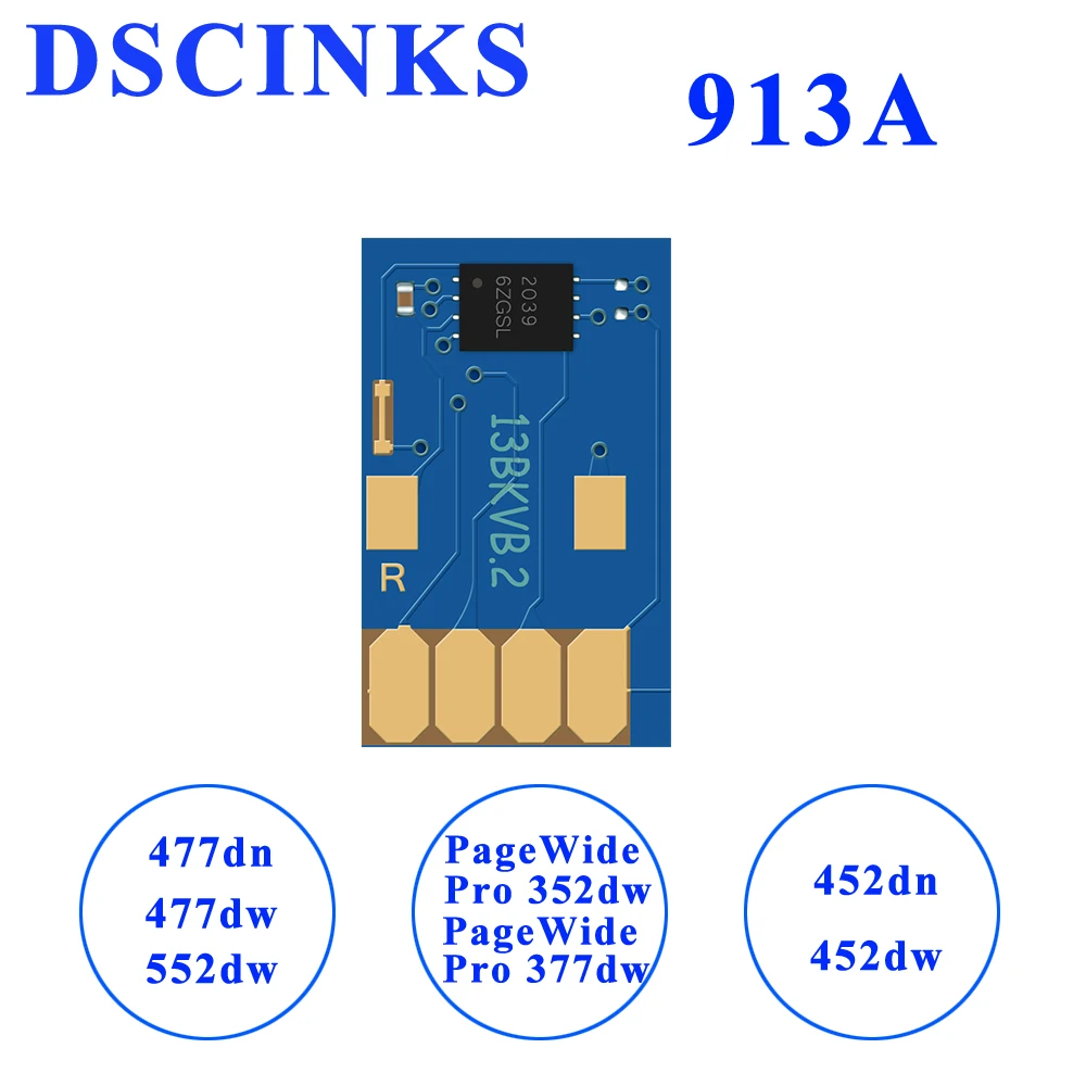 

Newest version chip for HP 913A ciss for hp 913A Auto reset chip for HP PageWide Pro 352dw 377dw 452dn 452dw 477dn 477dw 552dw