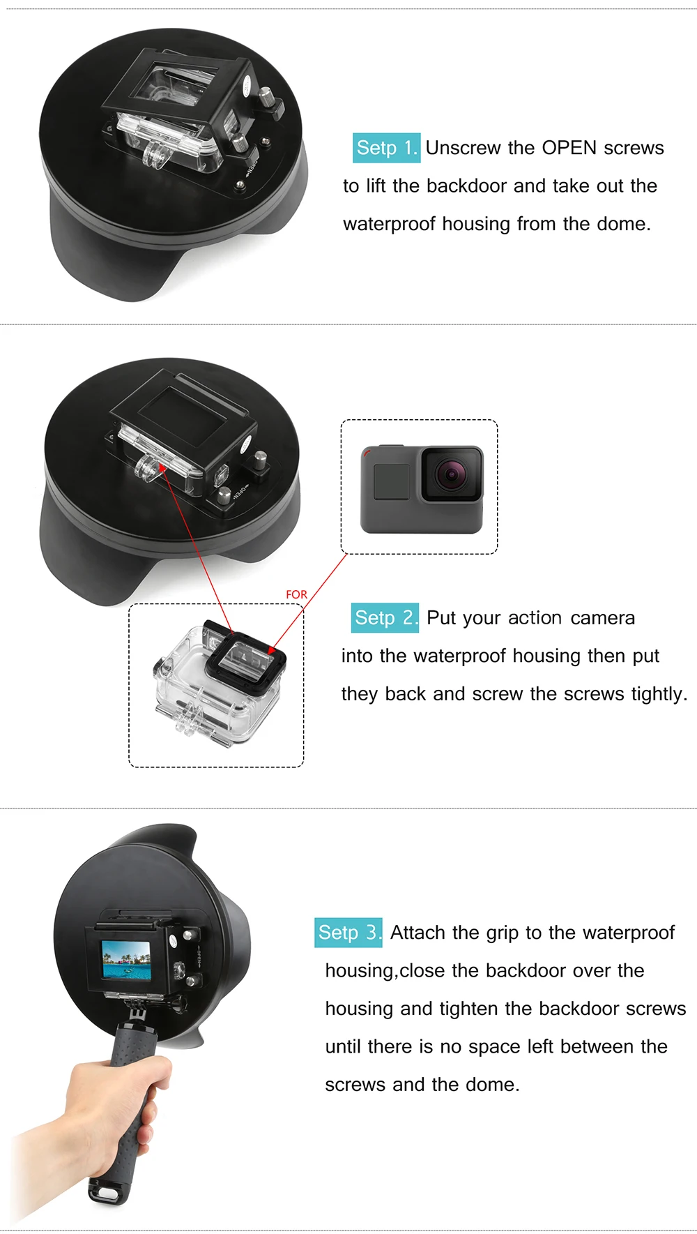 Снимать подводный купол порты и разъёмы для GoPro Hero 7 6 5 черный с держатель для камеры водостойкий Чехол солнцезащитный козырек купол Go Pro аксессуар