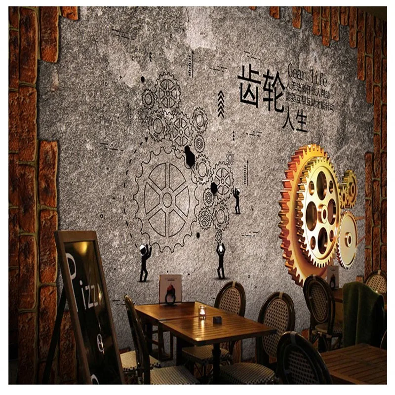 Прямая доставка обои 3d промышленный стиль ретро граффити личность цемент
