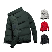 autumn winter men stand collar long sleeve pockets thick down coat warm jacket