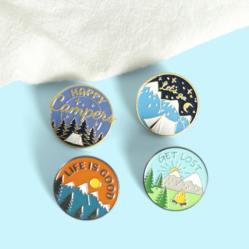 

"Life is Good" Enamel Pins Outdoors Adventure Snow Mountain Brooches for Men Backpacks Badge Lapel Pin Jewelry Gift Wholesale