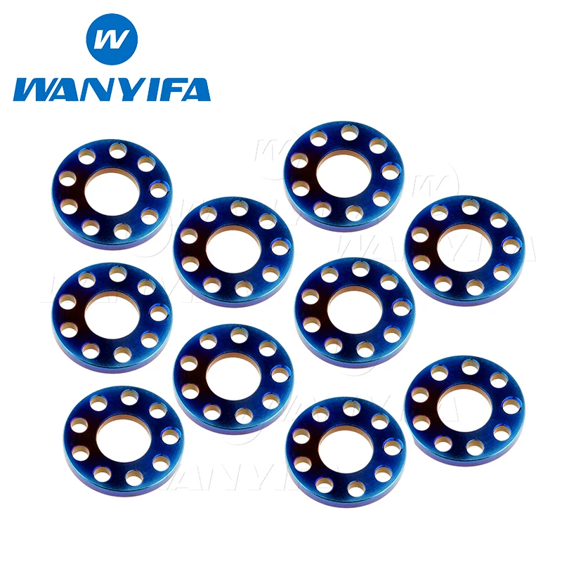M10 blue Waniifa 10 шт. M6 8 10 пористые Ti 9/девять отверстий шайбы титановые пробуренные прокладки для мотоцикла - Цвет: M10 blue