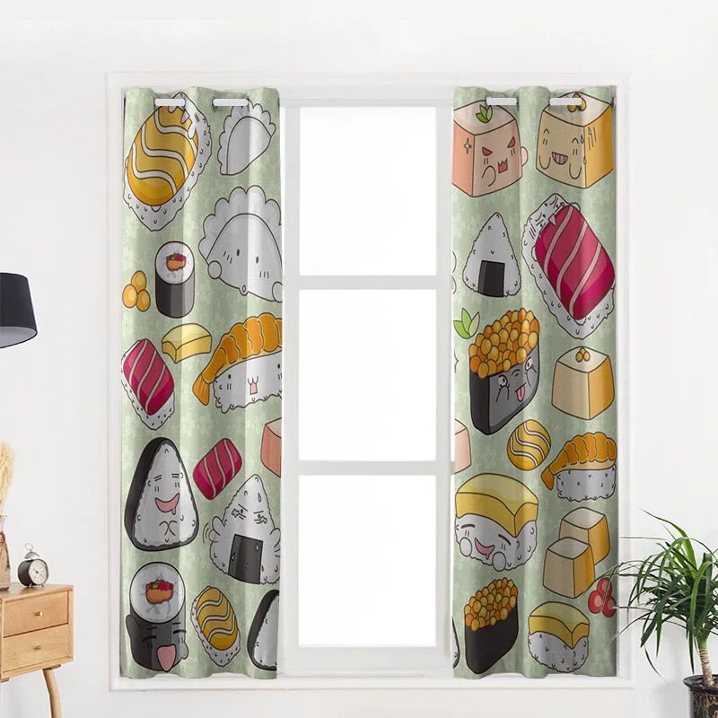 Занавеска для окон с принтом в японском стиле суши | Дом и сад