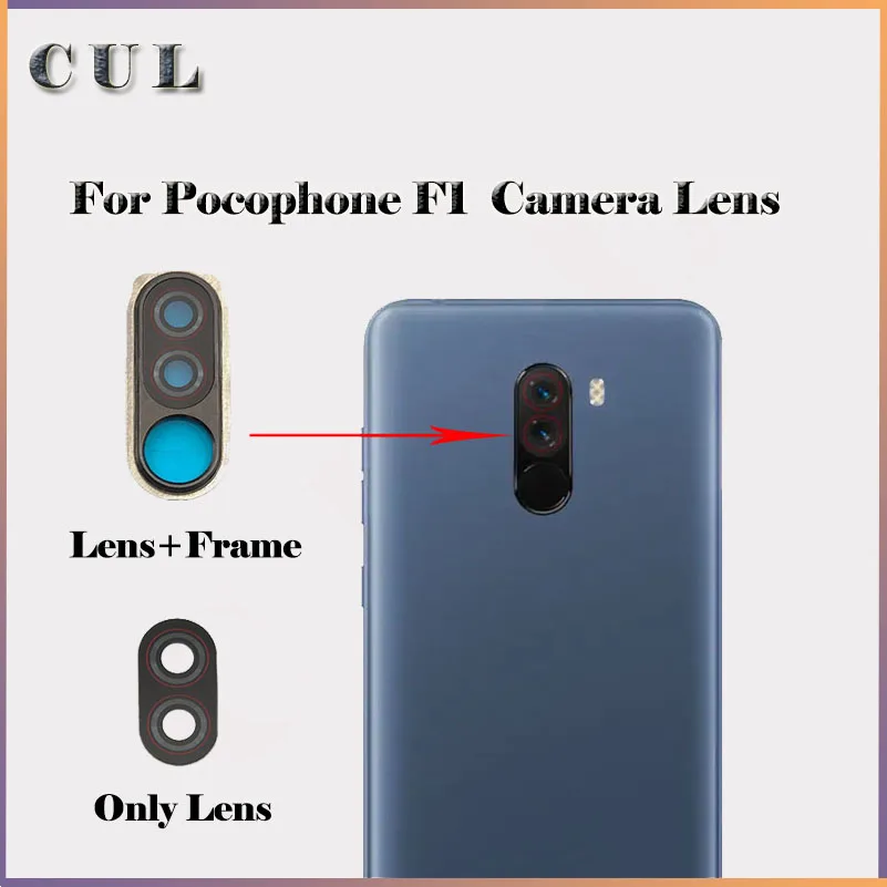 1 шт. для задней камеры Xiaomi Pocophone F1 стеклянный объектив с рамкой основной клеем