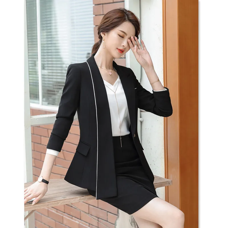 Офисный Женский комплект Блейзер брючный костюм комбинезон куртка с длинными