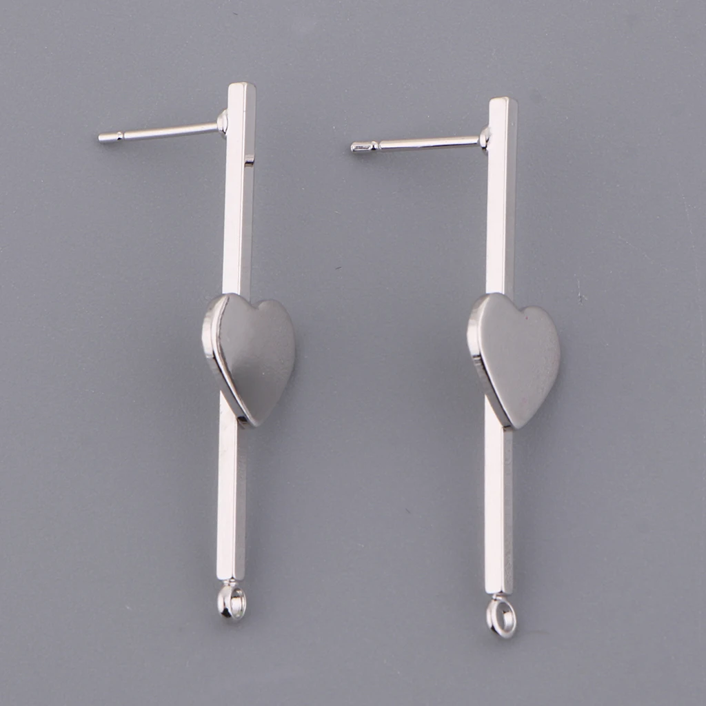 

2 Pieces Dangle Earring Blank Base Love Heart Cabochon Setting Diy Accessory