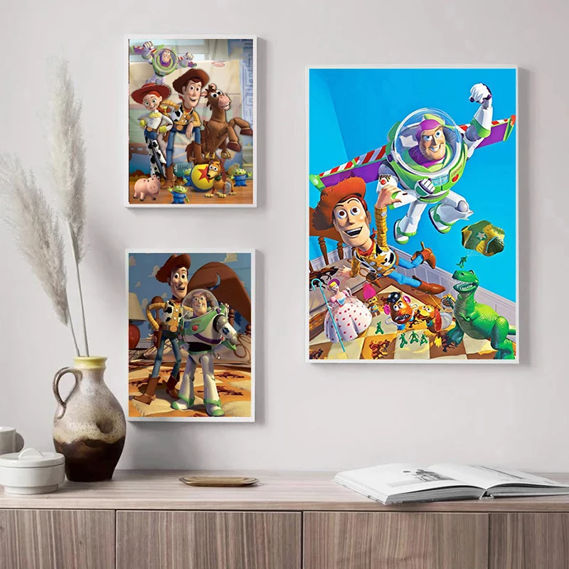 

Disney Toy Story Canvas Painting Abstract Cartoon Watercolor Prints and Posters Wall Art Picture for Living Room Decor