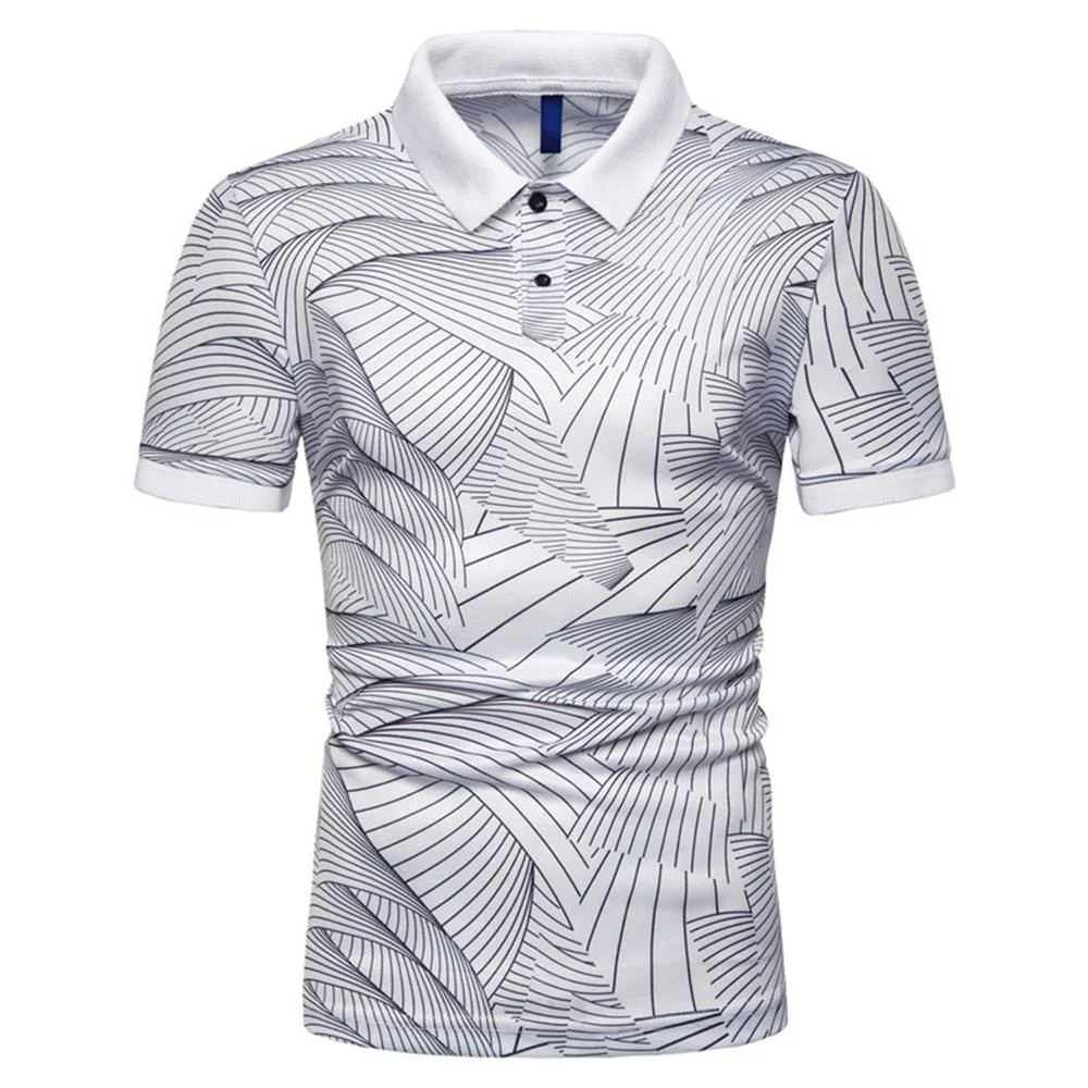 

Smart Casual Shirts Men Polo Shirts Business Polo Shirt Men Tops Striped Turn-down Collar Short Sleeve Mens Clothing