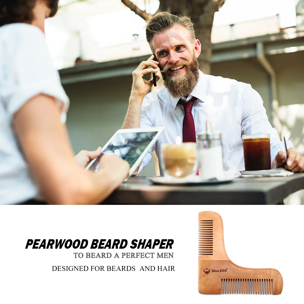 

Новый шаблон для формирования бороды Pearwood, шаблон для формирования бороды, расческа для бороды, мужские инструменты для бритья, расческа дл...