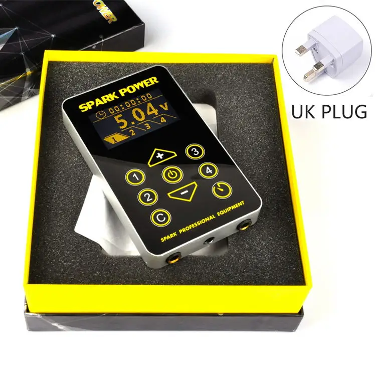 UK Plug Татуаж питания Профессиональный цифровой светодиодный дисплей Татуировка пудра питания машинки для постоянного макияжа Поставщик с стабильным - Цвет: UK Plug