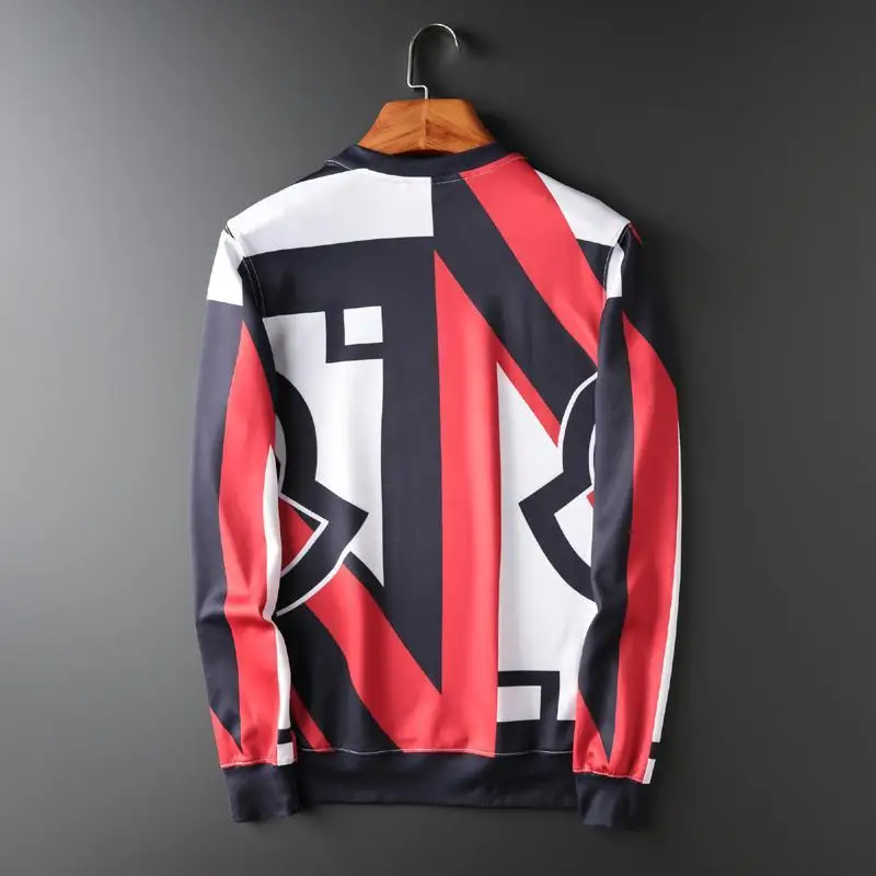 

European Men's Floral Clothes Round Neck Pullover Sweater Retro Rose Flower T-shirt Printing Long-sleeved