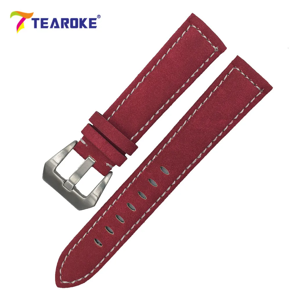 7 цветов, ручная работа, Матовый кожаный ремешок для часов, для мужчин и женщин, 18 мм, 20 мм, 22 мм, 24 мм, нержавеющая сталь, ремешок с пряжкой для часов Panerai, коричневый